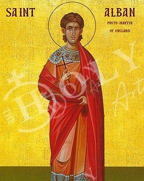Saint Alban icon, Handmade Greek Catholic icon St Albanus of Britain Religious Byzantine art wall hanging on wood plaque icon religious gift - TheHolyArt