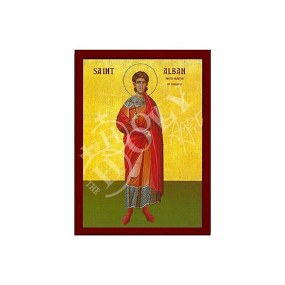 Saint Alban icon, Handmade Greek Catholic icon St Albanus of Britain Religious Byzantine art wall hanging on wood plaque icon religious gift - TheHolyArt