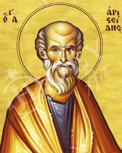 Saint Aristides icon, Handmade Greek Orthodox icon of St Aristides of Athens, Byzantine Catholic art wall hanging plaque, religious gift - TheHolyArt