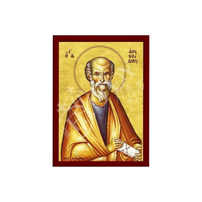 Saint Aristides icon, Handmade Greek Orthodox icon of St Aristides of Athens, Byzantine Catholic art wall hanging plaque, religious gift - TheHolyArt