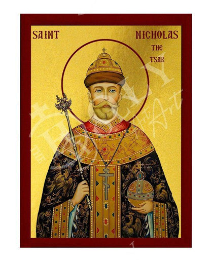 Saint Nicholas II icon, Handmade Greek Orthodox icon of St Nicholas the Tsar icon Byzantine Catholic art wall hanging plaque, religious gift - TheHolyArt