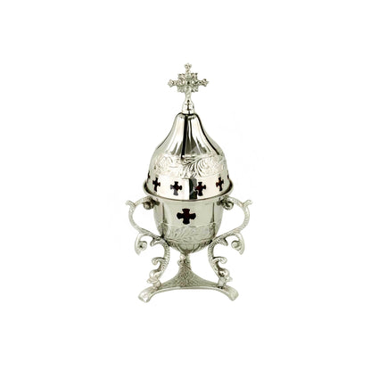 Christian Brass Table Oil Vigil Lamp with Cross, Metal Hand-painted Prayer Standing Oil Lamp, Orthodox Oil Candle with glass cup, religious - TheHolyArt