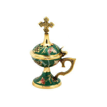 Christian Brass Resin Incense Burner, Greek Orthodox Thurible Incense holder, Metal Byzantine Home Censer Perfume burner, religious decor - TheHolyArt