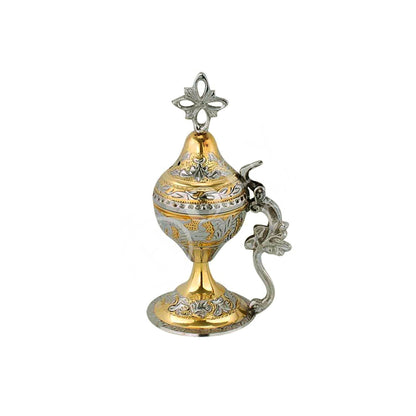 Christian Brass Resin Incense Burner, Greek Orthodox Thurible Incense holder, Metal Byzantine Home Censer Perfume burner, religious decor - TheHolyArt