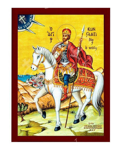 Saint Constantine icon the Great, Handmade Greek Orthodox icon of St Constantine, Byzantine art wall hanging wood plaque, religious gift - TheHolyArt