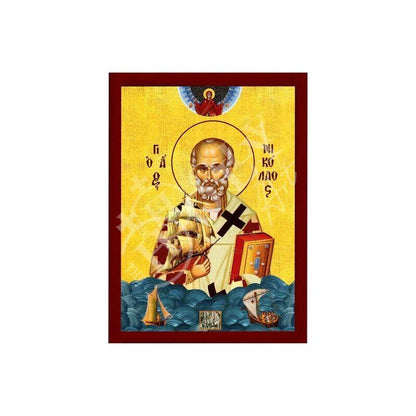 Saint Nicholas icon, Handmade Greek Orthodox icon Patron Saint of Navy St Nick, Religious Byzantine art wall hanging icon on wood plaque - TheHolyArt