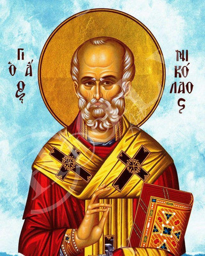 Saint Nicholas icon, Handmade Greek Orthodox icon Patron Saint of Navy St Nick, Religious Byzantine art wall hanging icon on wood plaque - TheHolyArt