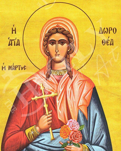 Saint Dorothea icon, Byzantine art wall hanging of St Dorothy, Greek Handmade Religious Orthodox icon of Saint Anne gift idea - TheHolyArt