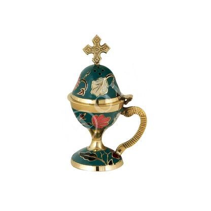Christian Brass Resin Incense Burner, Greek Orthodox Thurible Incense holder, Metal Byzantine Home Censer Perfume burner, religious decor - TheHolyArt