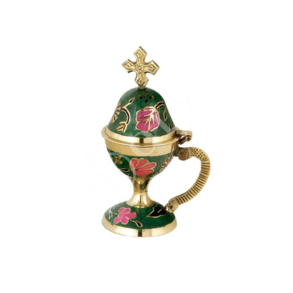 Christian Brass Resin Incense Burner, Greek Orthodox Thurible Incense holder, Metal Byzantine Home Censer Perfume burner, religious decor - TheHolyArt