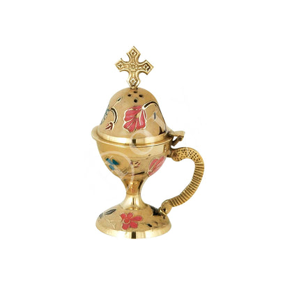 Christian Brass Resin Incense Burner, Greek Orthodox Thurible Incense holder, Metal Byzantine Home Censer Perfume burner, religious decor - TheHolyArt