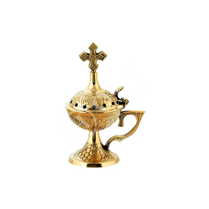 Christian Brass Resin Incense Burner, Greek Orthodox Thurible Incense holder, Metal Byzantine Home Censer Perfume burner, religious decor - TheHolyArt