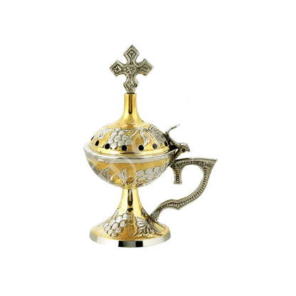 Christian Brass Resin Incense Burner, Greek Orthodox Thurible Incense holder, Metal Byzantine Home Censer Perfume burner, religious decor - TheHolyArt