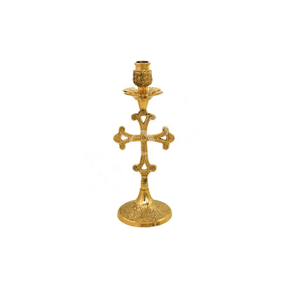 Christian Holy Altar Brass Handmade Candlestick Holder with Cross Candelabrum Prayer Standing Religious Orthodox Candle Holder gift decor - TheHolyArt