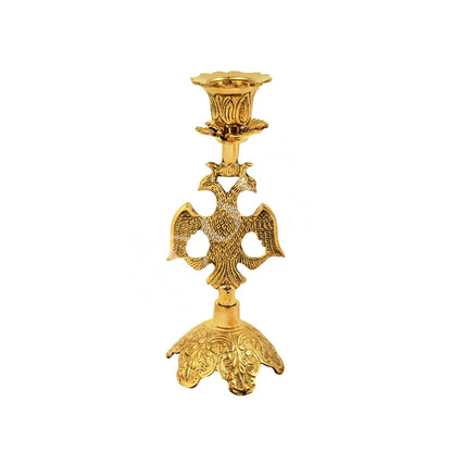 Christian Holy Altar Brass Handmade Candlestick Holder with Byzantine Eagle Candelabrum Prayer Standing Religious Orthodox Candle Holder - TheHolyArt