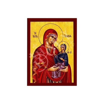 Saint Anna icon Mother of Virgin Mary, Byzantine art wall hanging of Agia Anna, Greek Handmade Orthodox icon of Saint Anne, religious gift - TheHolyArt
