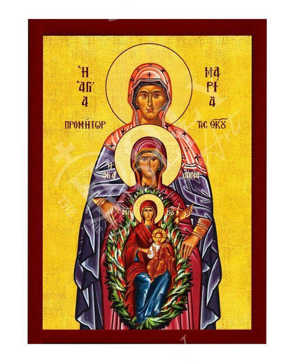 Saint Maria icon Promitor of Virgin Mary, Byzantine art wall hanging of Grandmother of Theotokos Greek Handmade Orthodox icon religious gift - TheHolyArt