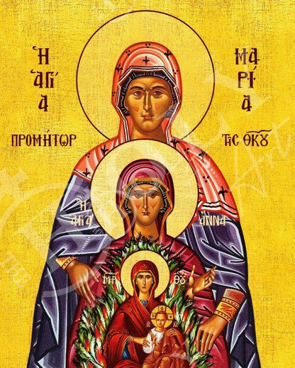 Saint Maria icon Promitor of Virgin Mary, Byzantine art wall hanging of Grandmother of Theotokos Greek Handmade Orthodox icon religious gift - TheHolyArt