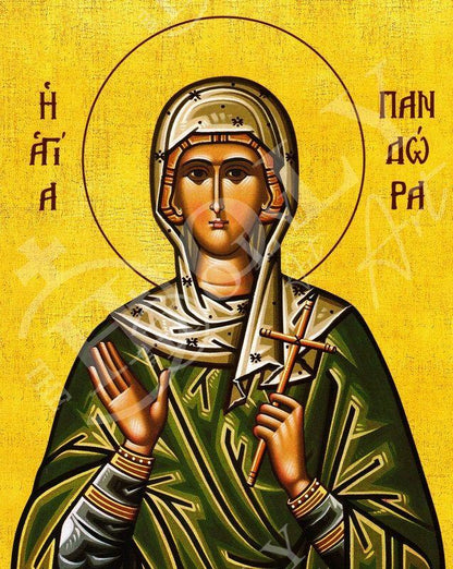 Saint Pandora icon, Byzantine art wall hanging of St Pandora Patron Saint, Greek Handmade Religious Orthodox icon of Saint Anne gift idea - TheHolyArt