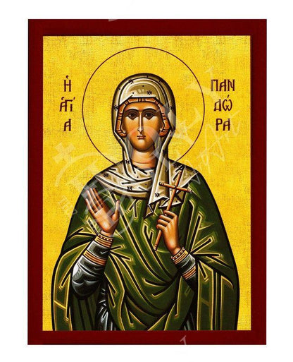 Saint Pandora icon, Byzantine art wall hanging of St Pandora Patron Saint, Greek Handmade Religious Orthodox icon of Saint Anne gift idea - TheHolyArt
