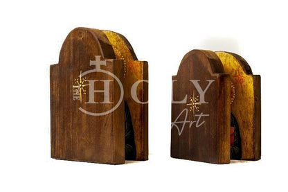 Custom Iconostasis Diptych Jesus Christ Life Giver & Virgin Mary icon Greek Handmade Mount Athos religious Orthodox icon Byzantine altar - TheHolyArt