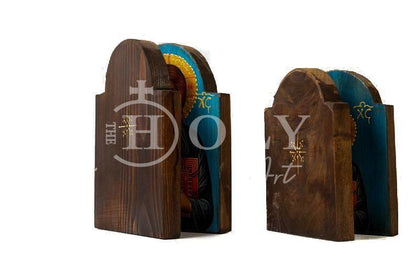 Custom Iconostasis Diptych Jesus Christ Life Giver & Virgin Mary icon Greek Handmade Mount Athos religious Orthodox icon Byzantine altar - TheHolyArt