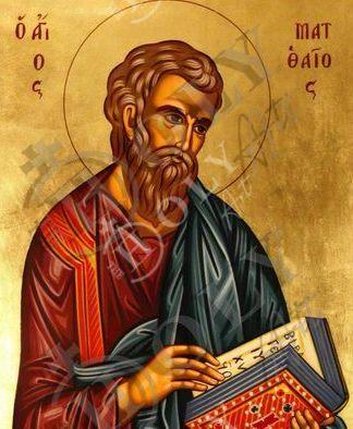 Saint Matthew the Apostle icon, Handmade Greek Orthodox icon of Apostle Evangelist Matthew, Byzantine art wall hanging on wood plaque gift - TheHolyArt
