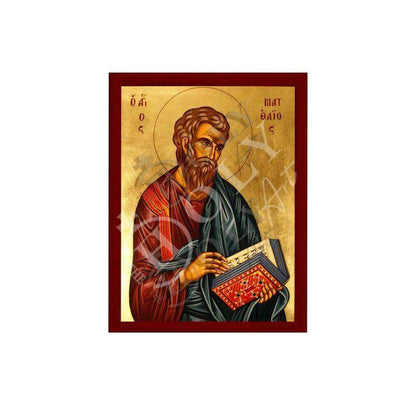 Saint Matthew the Apostle icon, Handmade Greek Orthodox icon of Apostle Evangelist Matthew, Byzantine art wall hanging on wood plaque gift - TheHolyArt