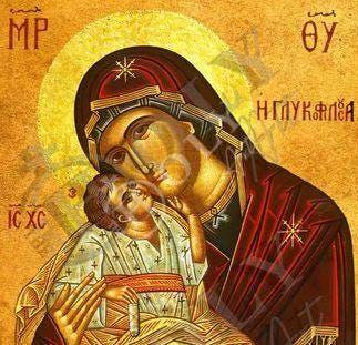 Virgin Mary icon Panagia Glykophilousa, Handmade Greek Orthodox Icon, Mother of God Byzantine art, Theotokos wall hanging wood plaque