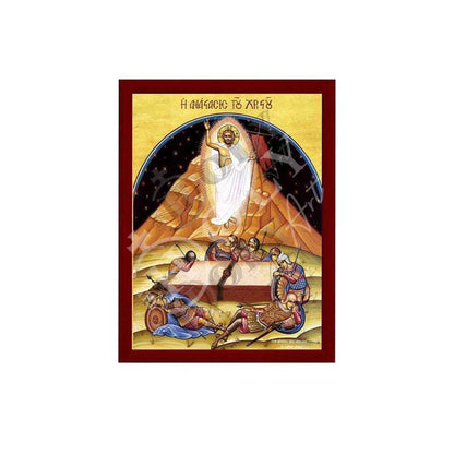 Resurrection Jesus Christ icon, Handmade Greek Orthodox icon, Byzantine art wall hanging of our Lord rising from the dead, religious decor - TheHolyArt