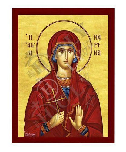 Saint Marina icon, Handmade Greek Orthodox icon of St Marina of Antioch the Martyr, Byzantine art wall hanging, religious gift - TheHolyArt