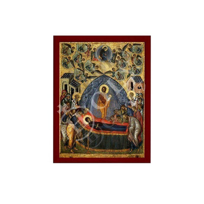 Dormition of Virgin Mary icon, Handmade Greek Orthodox Icon of Theotokos Assumption, Mother of God Byzantine art wall hanging plaque icon - TheHolyArt