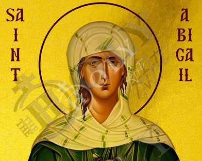 Saint Abigail of Ireland icon, Handmade Greek Orthodox Catholic icon of St Gobnait, Religious Byzantine art wall hanging icon wood plaque - TheHolyArt