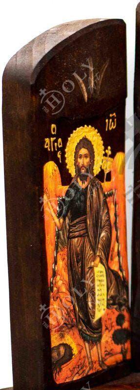Christian Iconostasis with Jesus Christ St John Forerunner Virgin Mary Handmade Mount Athos wooden Altar Orthodox Icon religious plaque gift - TheHolyArt