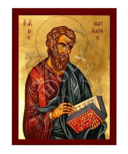 Saint Matthew the Apostle icon, Handmade Greek Orthodox icon of Apostle Evangelist Matthew, Byzantine art wall hanging on wood plaque gift - TheHolyArt