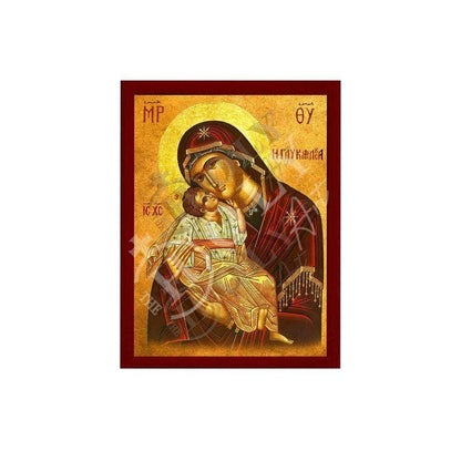 Virgin Mary icon Panagia Glykophilousa, Handmade Greek Orthodox Icon, Mother of God Byzantine art, Theotokos wall hanging wood plaque - TheHolyArt