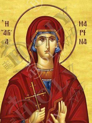 Saint Marina icon, Handmade Greek Orthodox icon of St Marina of Antioch the Martyr, Byzantine art wall hanging, religious gift - TheHolyArt