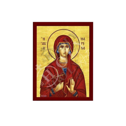 Saint Marina icon, Handmade Greek Orthodox icon of St Marina of Antioch the Martyr, Byzantine art wall hanging, religious gift - TheHolyArt