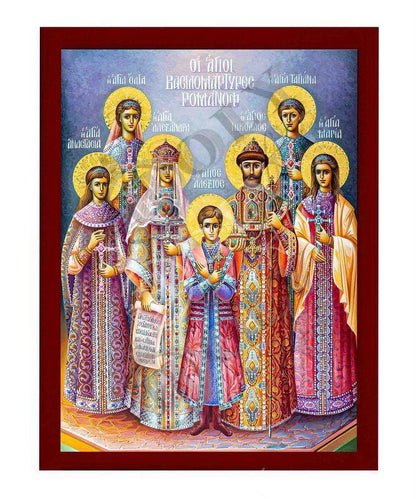 Saint Romanov Family icon, Handmade Greek Orthodox icon of Romanovs icon Byzantine Catholic art wall hanging plaque, religious gift - TheHolyArt