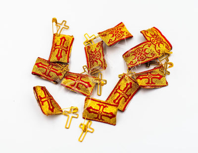 Greek Handmade Filakto Christian Orthodox Charm Baby Protection Gold-Embroidered Pillow Amulet Religious Prayer Filaxto w/ Gold Plated Cross - TheHolyArt