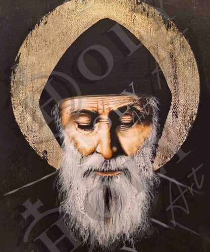 Saint Charbel icon, Handmade Greek Orthodox icon of St Charbel Makhlouf , Byzantine art wall hanging wood plaque, religious decor gift #2 - TheHolyArt