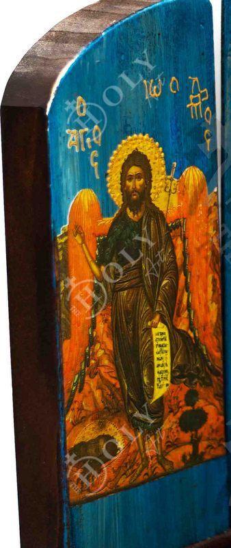 Christian Iconostasis with Jesus Christ St John Forerunner Virgin Mary Handmade Mount Athos wooden Altar Orthodox Icon religious plaque gift - TheHolyArt