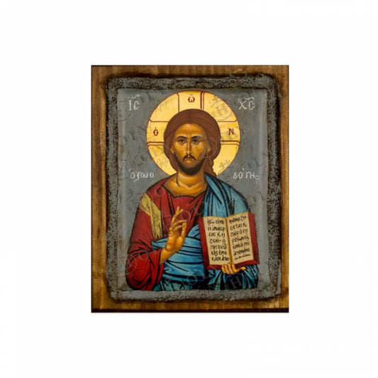 Jesus Christ Lifegiver icon Vintage Canvas Serigraphy Handmade Greek Orthodox icon of Jesus Christ Byzantine art wall