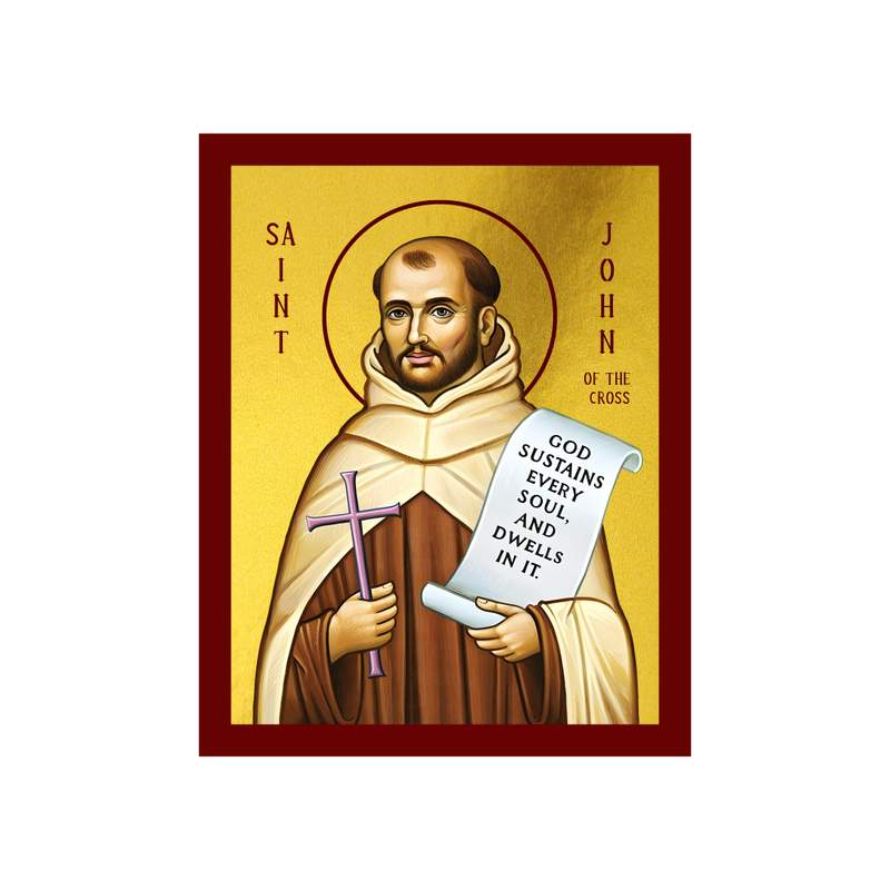 Saint John of the Cross icon, Handmade Greek Catholic Orthodox icon of the Carmelite Mystic, Byzantine art wall hanging wood plaque, religious decor