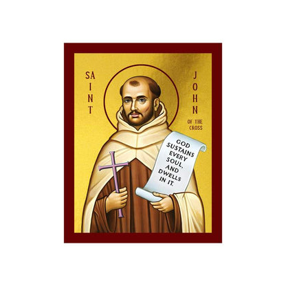 Saint John of the Cross icon, Handmade Greek Catholic Orthodox icon of the Carmelite Mystic, Byzantine art wall hanging wood plaque, religious decor