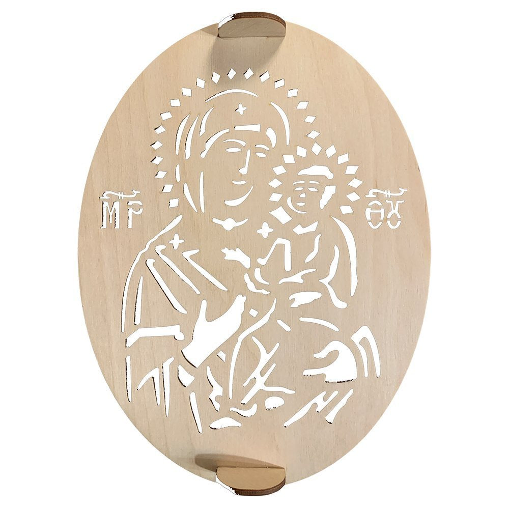 Virgin Mary Hodegetria hand carved wooden Greek Orthodox kollyva seal - TheHolyArt