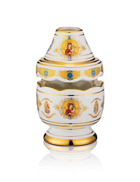 Porcelain white vigil lamp – front view | TheHolyArt