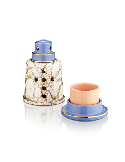 Porcelain light blue vigil lamp Lighthouse – detail view | TheHolyArt