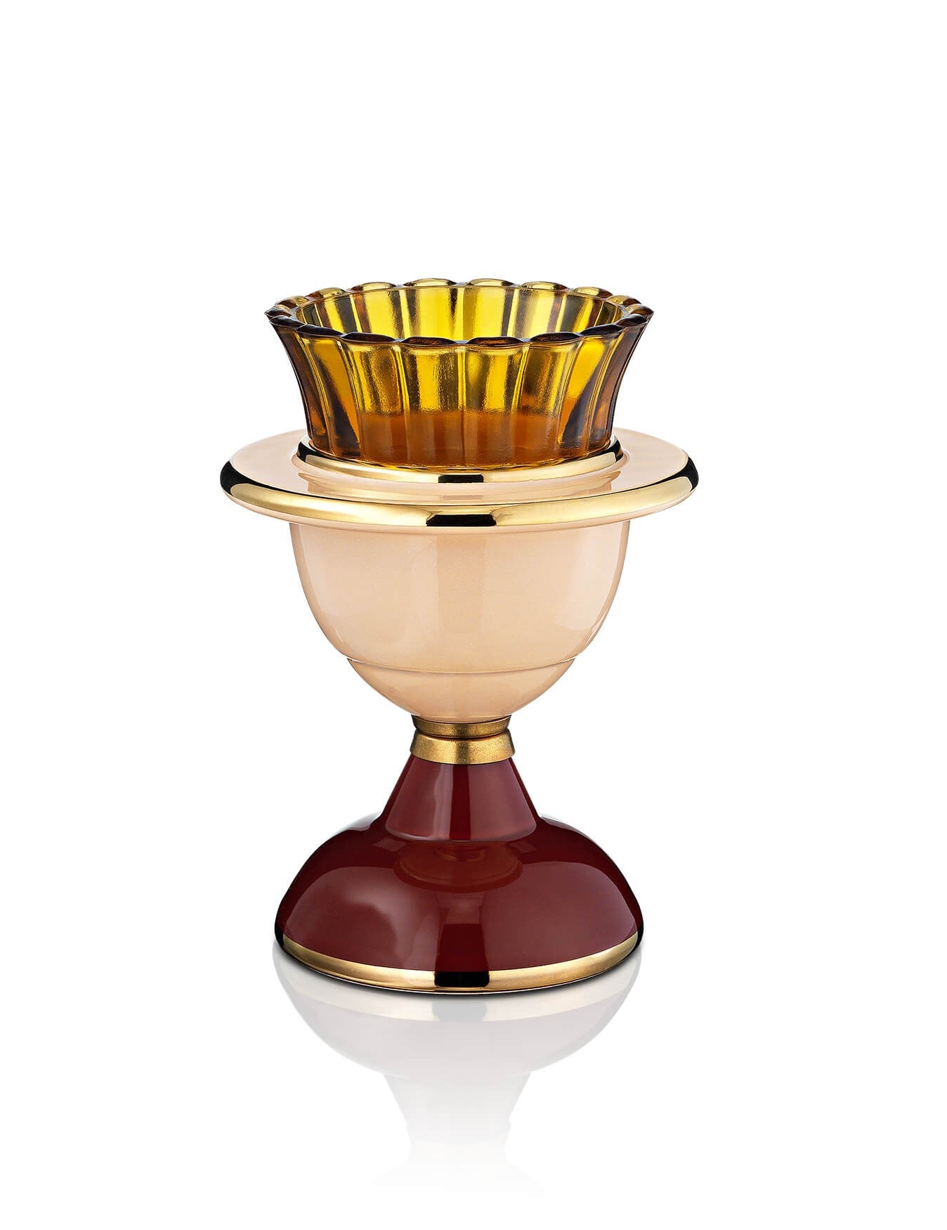 Porcelain vigil lamp Salmon design – front view | TheHolyArt