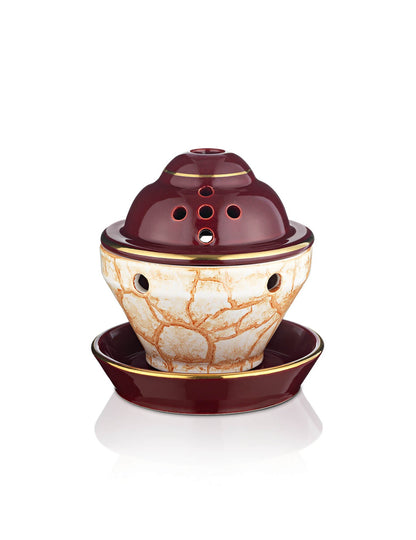 Porcelain burgundy vigil lamp Dome design – front view | TheHolyArt